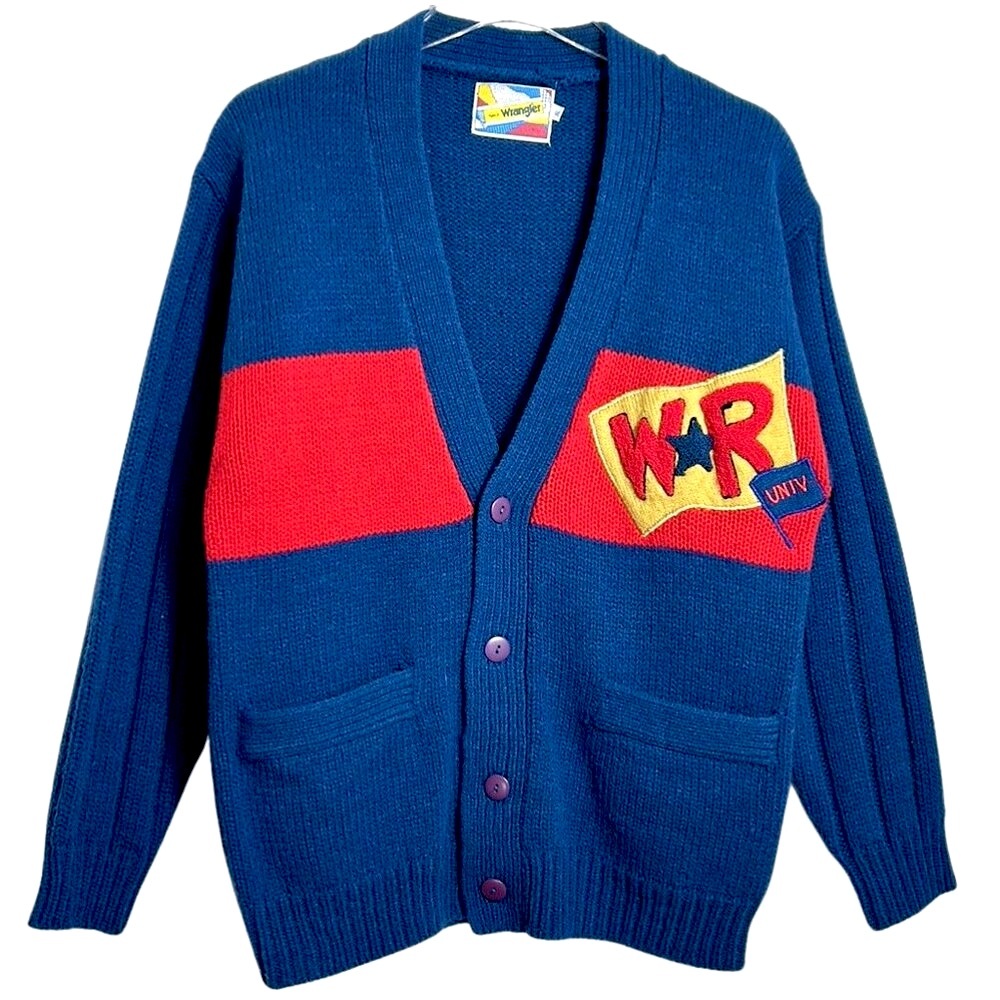 Vintage Wrangler Men's Collegiate Letterman Cardigan Small